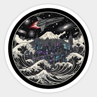 Sci-fi Ukiyo-e Style Scene Sticker